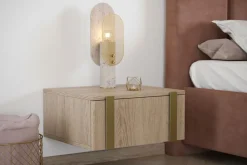 Bogart Szafki I Regały*2 x VERICA SZAFKA NOCNA 50 1SZ - dąb biszkoptowy / złote uchwyty / wisząca