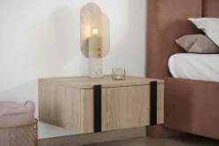 Bogart Szafki I Regały*2 x VERICA SZAFKA NOCNA 50 1SZ - dąb biszkoptowy / czarne uchwyty / wisząca