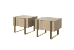 Bogart Szafki I Regały*2 x VERICA SZAFKA NOCNA 50 1SZ - dąb biszkoptowy / złote nogi