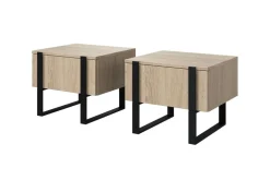 Bogart Szafki I Regały*2 x VERICA SZAFKA NOCNA 50 1SZ - dąb biszkoptowy / czarne nogi