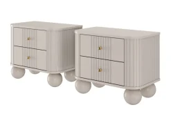 Bogart Szafki Nocne*2 x VESPER SZAFKA NOCNA 56 2SZ - cashmere mdf / cashmere / złote uchwyty / nogi kule