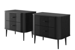 Bogart Szafki Nocne*2 x VESPER SZAFKA NOCNA 56 2SZ - czarny mdf / czarny mdf / czarne nogi