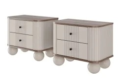 Bogart Szafki Nocne*2 x VESPER SZAFKA NOCNA 56 2SZ - cashmere mdf / orzech / czarne uchwyty / nogi kule