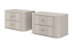 Bogart Szafki Nocne*2 x VESPER SZAFKA NOCNA 56 2SZ - cashmere mdf / cashmere / złote uchwyty / wisząca