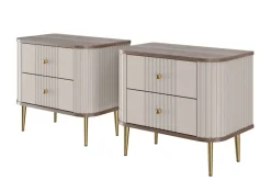 Bogart Szafki Nocne*2 x VESPER SZAFKA NOCNA 56 2SZ - cashmere mdf / orzech / złote nogi