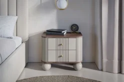 Dzieci Bogart Szafki Nocne Do Pokoju Młodzieżowego|Szafki Nocne Do Pokoju Dziecięcego*2 x VESPER SZAFKA NOCNA 56 2SZ - cashmere mdf / orzech / złote uchwyty / nogi kule