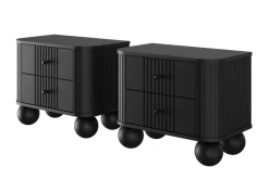 Bogart Szafki Nocne*2 x VESPER SZAFKA NOCNA 56 2SZ - czarny mdf / czarny mdf / czarne uchwyty / nogi kule