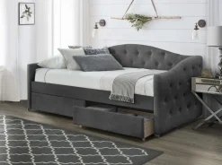 Dzieci Halmar Łóżka Młodzieżowe|Łóżka Do Pokoju Dziecięcego*ALOHA łóżko z szufladami popielaty velvet (3p=1szt)1 sztuka