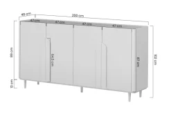 Bogart Komody Do Biura|Komody Do Przedpokoju*AMILIO KOMODA 200 4D - eukaliptus / dąb baltic dune / uchwyty dąb naturalny / nogi eukaliptus