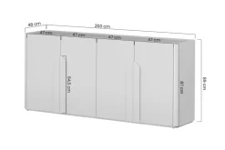 Bogart Komody Do Biura|Komody Do Przedpokoju*AMILIO KOMODA 200 4D - eukaliptus / dąb baltic dune / uchwyty dąb naturalny