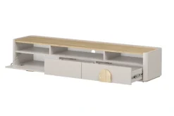 Bogart Szafki Rtv Do Salonu|Szafki Rtv*AMILIO RTV 200 1K2SZ - cashmere / dąb olejowany / uchwyty dąb jasny