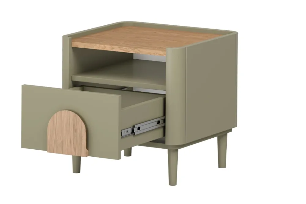 Bogart Szafki I Regały Do Pokoju Młodzieżowego|Szafki Nocne Do Pokoju Młodzieżowego*AMILIO SZAFKA NOCNA 50 1SZ - eukaliptus / dąb baltic dune / uchwyty dąb naturalny / nogi eukaliptus