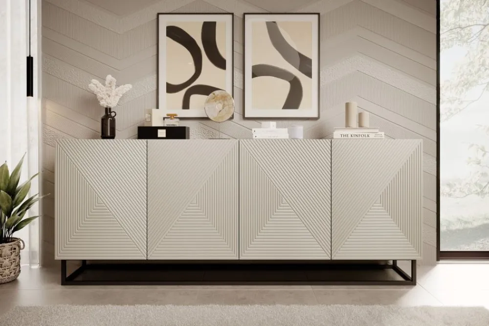 Bogart Komody*ASHA KOMODA 200 4D - cashmere / czarny stelaż