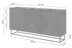 Bogart Komody*ASHA KOMODA 167 2D3SZ - cashmere / czarny stelaż