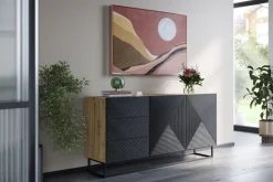 Bogart Komody*ASHA KOMODA 167 2D3SZ - czarny mat / artisan / stelaż