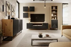 Bogart Komody*ASHA KOMODA 167 2D3SZ - czarny mat / artisan / stelaż