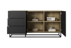 Bogart Komody*ASHA KOMODA 167 2D3SZ - czarny mat / artisan / stelaż