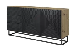 Bogart Komody*ASHA KOMODA 167 2D3SZ - czarny mat / artisan / stelaż