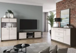 ML Meble Szafki Nocne*Avante 08 dąb windmill / MDF cashmere połysk - szafka nocna 1D