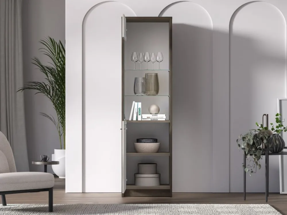 ML Meble Witryny*Avante 02 dąb windmill / MDF cashmere połysk - witryna 1DL/P