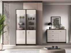 ML Meble Witryny*Avante 02 dąb windmill / MDF cashmere połysk - witryna 1DL/P