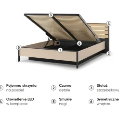Lenart Łóżka Do Sypialni*Beżowe łóżko z pojemnikiem na pościel 160 ENNA EN-02 beż piaskowy