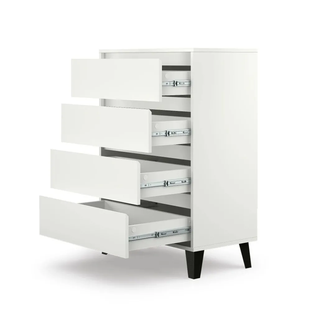 Mebelbos Komody Do Biura|Komody Do Przedpokoju*Biała komoda z czterema szufladami, skandynawska BORG