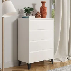 Mebelbos Komody Do Biura|Komody Do Przedpokoju*Biała komoda z czterema szufladami, skandynawska BORG