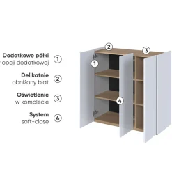 Lenart Komody Do Biura|Komody Do Przedpokoju*Biała komoda z półkami i oświetleniem LED Easy EA-03 3D