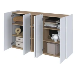 Lenart Komody Do Biura|Komody Do Przedpokoju*Biała komoda z półkami i oświetleniem LED Easy EA-01 5D