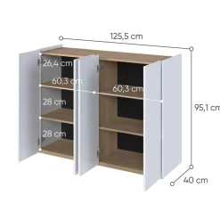 Lenart Komody Do Biura|Komody Do Przedpokoju*Biała komoda z półkami i oświetleniem LED Easy EA-02 4D