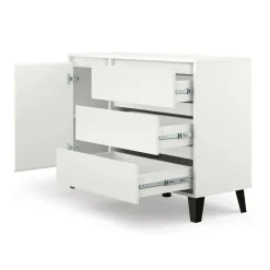 Mebelbos Komody Do Biura|Komody Do Przedpokoju*Biała komoda z szufladami i szafką, skandynawska BORG