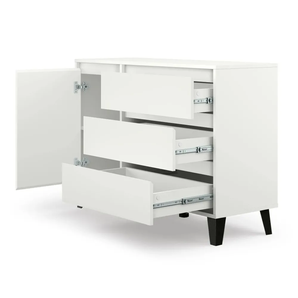 Mebelbos Komody Do Biura|Komody Do Przedpokoju*Biała komoda z szufladami i szafką, skandynawska BORG