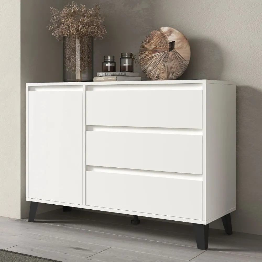 Mebelbos Komody Do Biura|Komody Do Przedpokoju*Biała komoda z szufladami i szafką, skandynawska BORG