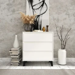 Mebelbos Komody Do Biura|Komody Do Przedpokoju*Biała komoda z trzema szufladami, skandynawska BORG