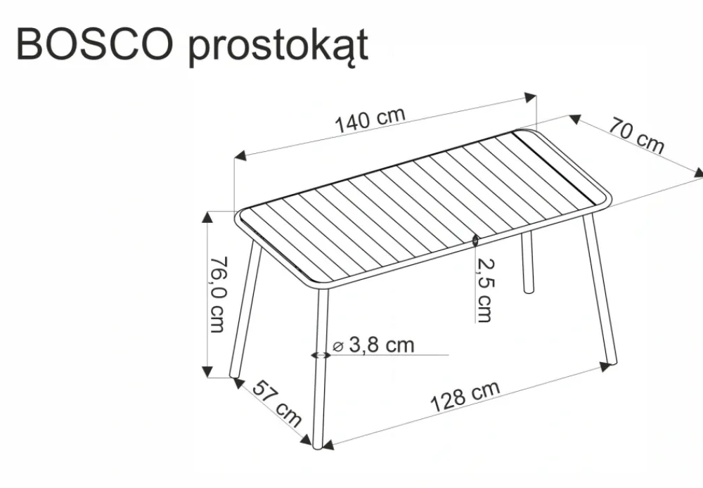 Halmar Meble Ogrodowe*BOSCO stół prostokąt czarny (2p=1szt)1 sztuka