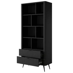 Laski Meble Szafki I Regały Do Biura|Szafki I Regały Do Pokoju Młodzieżowego*Czarny otwarty regał z szufladami Lante