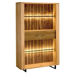 Dekort Witryny Do Jadalni|Witryny Do Salonu*Dębowa witryna z oświetleniem Tramonto Typ 13 z metalowymi nogami