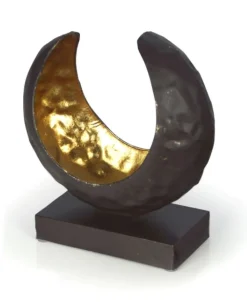 ArteHome Misy Dekoracyjne*Dekoracja metalowa w kształcie półksiężyca na drewnianej podstawie