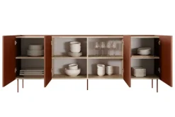 Bogart Komody*DESIN KOMODA 220 4D - ceramic red / dąb nagano