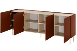 Bogart Komody*DESIN KOMODA 220 4D - ceramic red / dąb nagano
