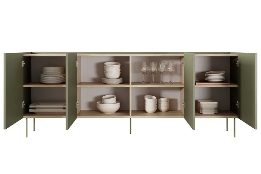 Bogart Komody*DESIN KOMODA 220 4D - oliwka / dąb nagano