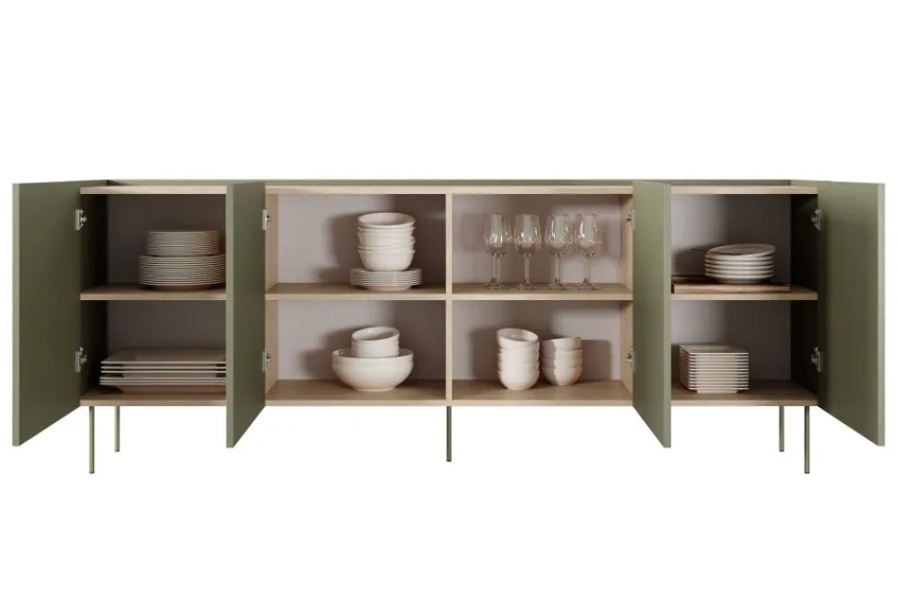 Bogart Komody*DESIN KOMODA 220 4D - oliwka / dąb nagano