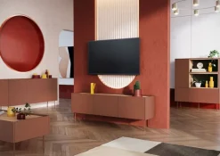 Bogart Komody*DESIN KOMODA 170 3D4SZ - ceramic red / dąb nagano