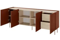 Bogart Komody*DESIN KOMODA 220 4D2SZ - ceramic red / dąb nagano