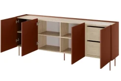 Bogart Komody*DESIN KOMODA 220 4D2SZ - ceramic red / dąb nagano