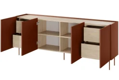 Bogart Komody*DESIN KOMODA 220 4D4SZ - ceramic red / dąb nagano