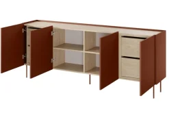 Bogart Komody*DESIN KOMODA 220 4D4SZ - ceramic red / dąb nagano