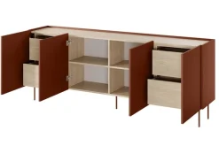 Bogart Komody*DESIN KOMODA 220 4D4SZ - ceramic red / dąb nagano