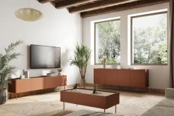 Bogart Komody*DESIN KOMODA 220 4D4SZ - ceramic red / dąb nagano